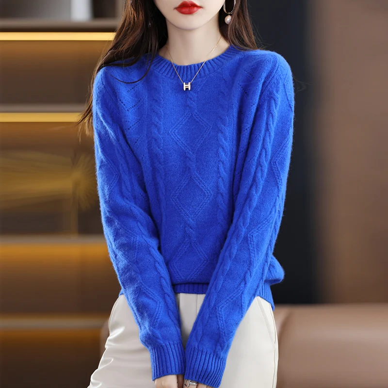 New Autumn And Winter Wool Knitted Bottoming Shirt Women's Round Neck Twisted Flower Thickened Long Sleeve Sweater Pullover Loos
New Autumn And Winter Wool Knitted Bottoming Shirt Women's Round Neck Twisted Flower Thickened Long Sleeve Sweater Pullover Loos