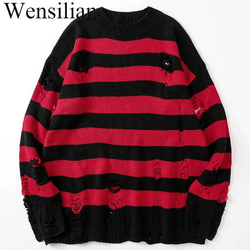 Black Stripe Sweater Grunge Y2K Destroyed Ripped Sweater Women Pullover Hole Knit Jumpers Oversized Sweats Harajuku Long Sleeve
Black Stripe Sweater Grunge Y2K Destroyed Ripped Sweater Women Pullover Hole Knit Jumpers Oversized Sweats Harajuku Long Sleeve