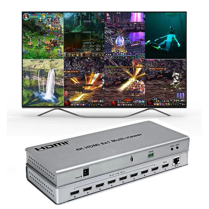 4K 8x1 HDMI Quad Multi-viewer Seamless Switch Hdmi Multiviewer 8 Channel Video Multiplexer 2 View Displays Horizontally Layouts
4K 8x1 HDMI Quad Multi-viewer Seamless Switch Hdmi Multiviewer 8 Channel Video Multiplexer 2 View Displays Horizontally Layouts