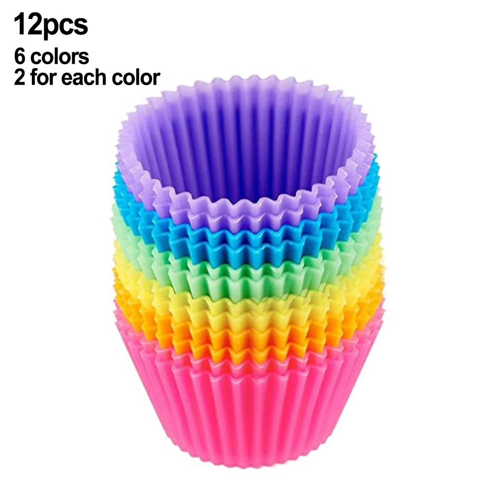 12pcs Silicone Cake Mold Round Muffin Cupcake Baking Molds Reusable DIY Cake Decorating Tools Wedding Birthday Party Decor
12pcs Silicone Cake Mold Round Muffin Cupcake Baking Molds Reusable DIY Cake Decorating Tools Wedding Birthday Party Decor