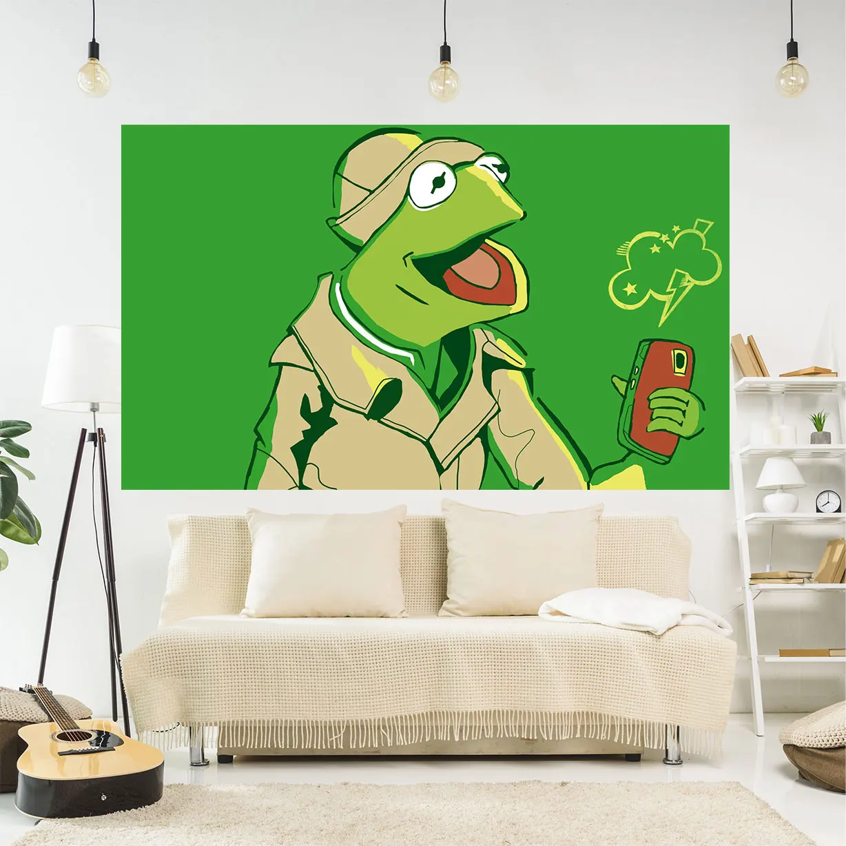 

QdDeco Funny Frogs Meme Tapestry Wall Hanging Rugs Kermit Art Aesthetic Home Decor Bedroom Or Dormitry Decoration