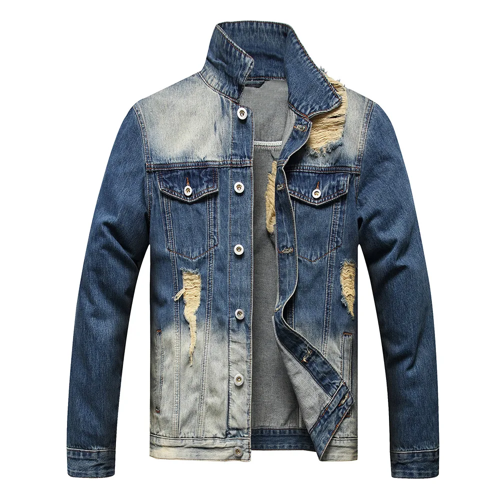 2022 Men's New Polo Collar Ripped Denim Jacket Youth Slim Fit Ripped Denim Jacket
2022 Men's New Polo Collar Ripped Denim Jacket Youth Slim Fit Ripped Denim Jacket