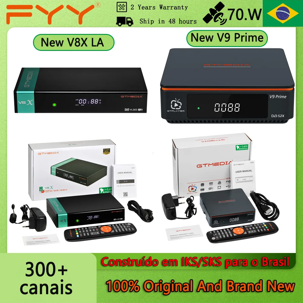 GTMEDIA V8X V9Prime LA Receptor DVB-S/S2/S2X Satellite TV Receiver Built-in 200+ Channels for Brasil 1080P Full HD Built-in WiFi
GTMEDIA V8X V9Prime LA Receptor DVB-S/S2/S2X Satellite TV Receiver Built-in 200+ Channels for Brasil 1080P Full HD Built-in WiFi