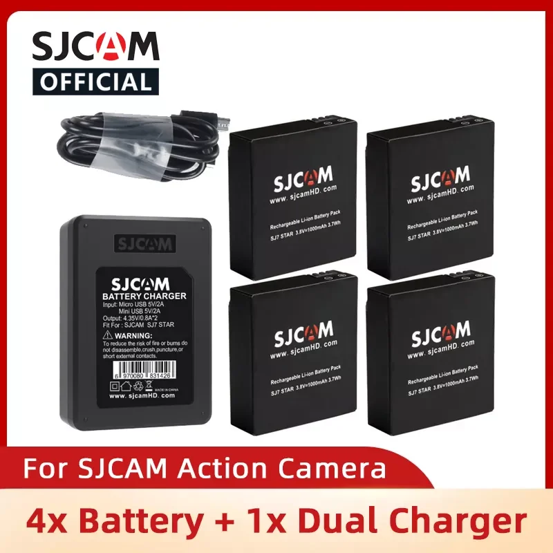 Original SJCAM 4pcs Battery + Dual Charger For SJ4000 SJ5000 SJ5000X M10 M20 SJ6 SJ7 SJ8 Pro SJ9 SJ10 PRO SJ10X Action Camera
Original SJCAM 4pcs Battery + Dual Charger For SJ4000 SJ5000 SJ5000X M10 M20 SJ6 SJ7 SJ8 Pro SJ9 SJ10 PRO SJ10X Action Camera