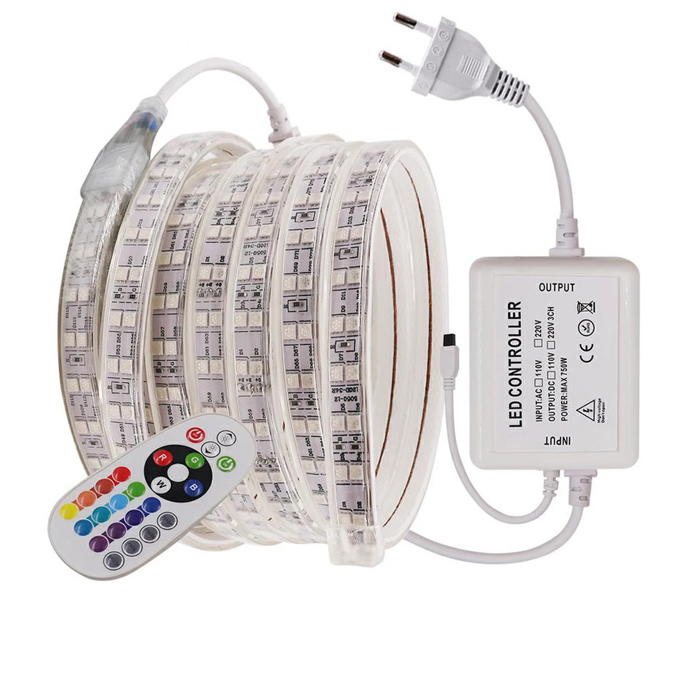 220V 5050 RGB LED Strip Outdoor 120led/m 1m-50m Bleutooth Remote Control IP67 Waterproof Led Tape Light Flexible Home Decoration
220V 5050 RGB LED Strip Outdoor 120led/m 1m-50m Bleutooth Remote Control IP67 Waterproof Led Tape Light Flexible Home Decoration