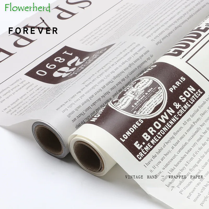 58CMx10Y Retro English Newspaper Flower Bouquet Wrapping Paper Waterproof Cellophane Flower Shop Flower Arrangement Packaging
58CMx10Y Retro English Newspaper Flower Bouquet Wrapping Paper Waterproof Cellophane Flower Shop Flower Arrangement Packaging