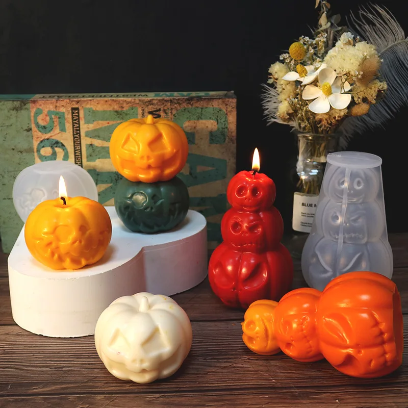 

Halloween Pumpkin Candle Silicone Mold DIY 3D Scented Candle Mold Home Plaster Ornament Art Candle Making Supplies