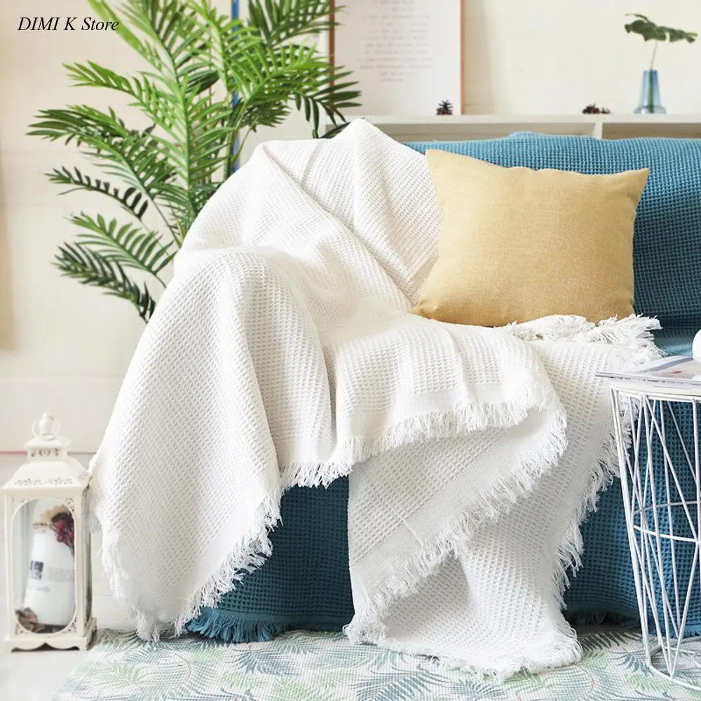 

DIMI Tassel Tapestry For Bed Airplane Travel Decor Blankets Home Hotel Pure Cotton Bedding Office Sofa Knitted Cover Blanket