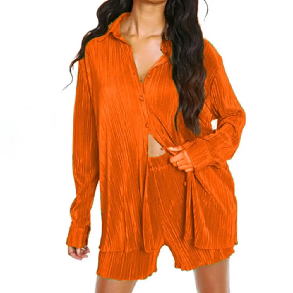 2 Pcs/Set Women Shirt Outfit Casual Single-breasted Cardigan Turn-down Collar Long Sleeve and High Waist Shorts Suit Streetwear
2 Pcs/Set Women Shirt Outfit Casual Single-breasted Cardigan Turn-down Collar Long Sleeve and High Waist Shorts Suit Streetwear