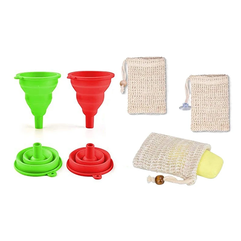 2X Collapsible Funnel Set, Foldable Kitchen Funnel, Food Grade Silicone Funnel & 3X Sisal Soap Bags
2X Collapsible Funnel Set, Foldable Kitchen Funnel, Food Grade Silicone Funnel & 3X Sisal Soap Bags