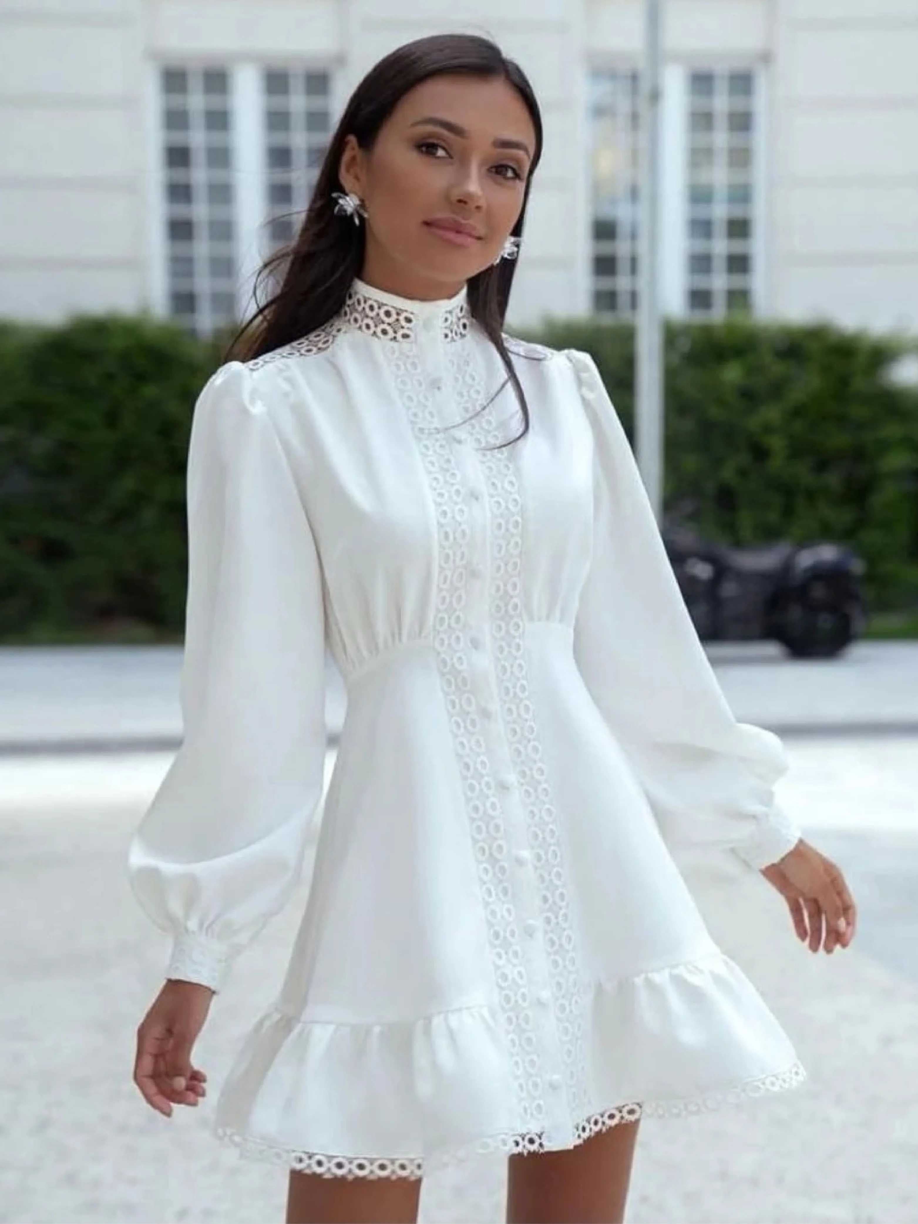 2022 Long Sleeve Hollow Out Celebrity Dresses for Women White Mini Prom Gown Modest Tea Length A Line Evening Cocktail Vestidos
2022 Long Sleeve Hollow Out Celebrity Dresses for Women White Mini Prom Gown Modest Tea Length A Line Evening Cocktail Vestidos