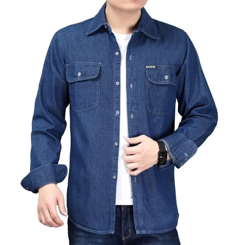 Men's Denim Shirts Long Sleeves Double Pockets Retro Fashion Casual Jeans Jackets Cowboy Workwear
Men's Denim Shirts Long Sleeves Double Pockets Retro Fashion Casual Jeans Jackets Cowboy Workwear