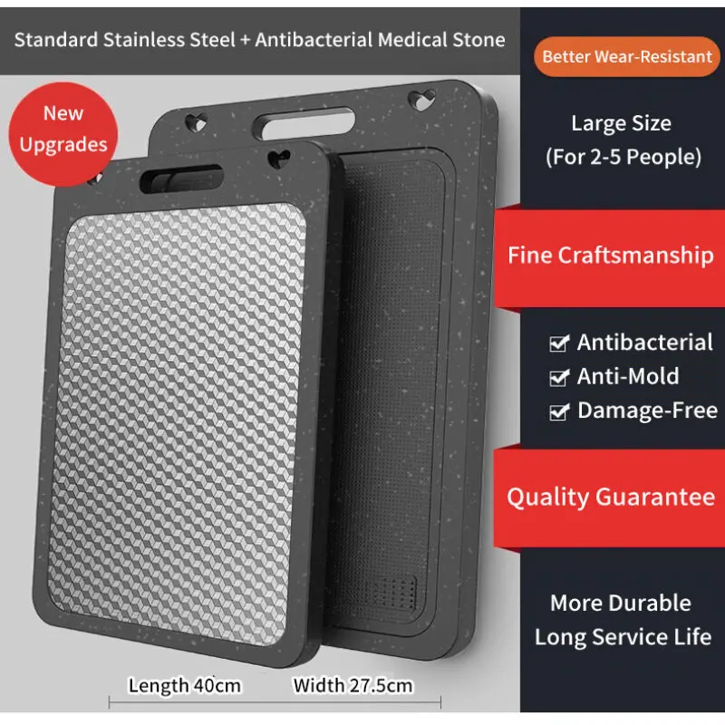 Антибактериальная кухонная разделочная доска из нержавеющей стали 304, домашняя утолщенная двухсторонняя разделочная доска
Антибактериальная кухонная разделочная доска из нержавеющей стали 304, домашняя утолщенная двухсторонняя разделочная доска