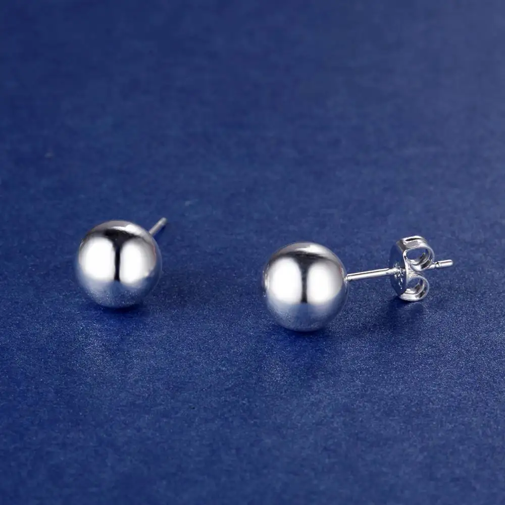 Classic 925 Sterling Silver 8mm 10MM beads studs Earrings for Women Fashion elegant Christmas gifts wedding party Jewelry
Classic 925 Sterling Silver 8mm 10MM beads studs Earrings for Women Fashion elegant Christmas gifts wedding party Jewelry