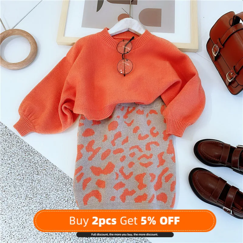 2021 New Design Baby Girl Autumn Knitting Sweater Dress Orange Christmas Girl Two Piece Casual Suit Dress Girls Sweaters
2021 New Design Baby Girl Autumn Knitting Sweater Dress Orange Christmas Girl Two Piece Casual Suit Dress Girls Sweaters