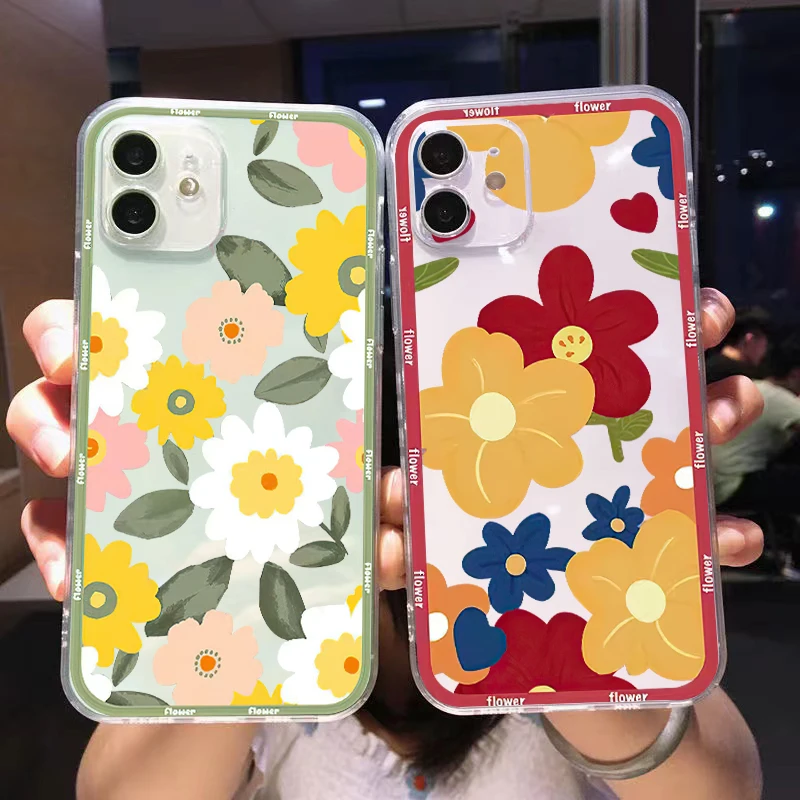 Colour Cute Flowers For Apple iPhone 13 12 11 Pro Mini X XR XS Max SE 6 6S 7 8 Plus Clear Phone Case Liquid Silicon Shockproof
Colour Cute Flowers For Apple iPhone 13 12 11 Pro Mini X XR XS Max SE 6 6S 7 8 Plus Clear Phone Case Liquid Silicon Shockproof