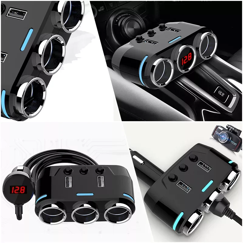 Car Cigarette Lighter Socket Splitter Plug USB Charger Voltage Display Adapter 100W on Auto Cigarette Lighter Accessories
Car Cigarette Lighter Socket Splitter Plug USB Charger Voltage Display Adapter 100W on Auto Cigarette Lighter Accessories