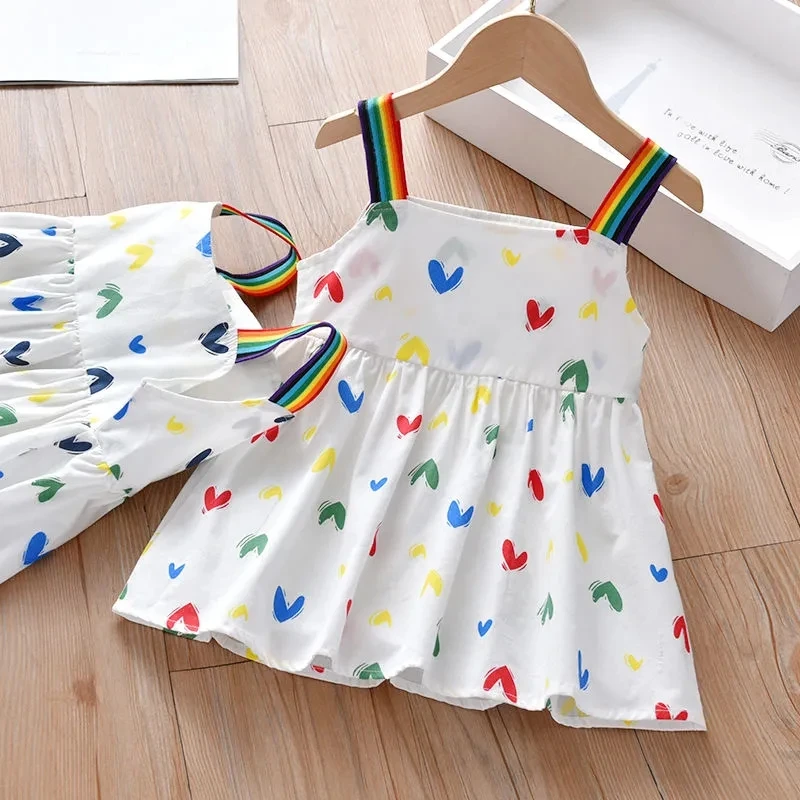 Girls Rainbow Striped Suspender Baby Kids New Cotton Love Printed Princess Dress Children's Korean Vest Sleeveless Dress Kids
Girls Rainbow Striped Suspender Baby Kids New Cotton Love Printed Princess Dress Children's Korean Vest Sleeveless Dress Kids