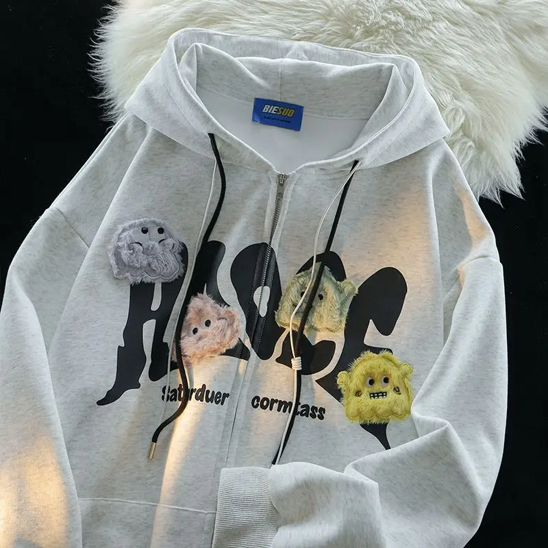 Hikigawa Spring Cartoon Patchwork Drawstring Women Sweatshirts Letter Print Sweet Zipper Knitted Cardigan Chic Fashion Jumpers
Hikigawa Spring Cartoon Patchwork Drawstring Women Sweatshirts Letter Print Sweet Zipper Knitted Cardigan Chic Fashion Jumpers