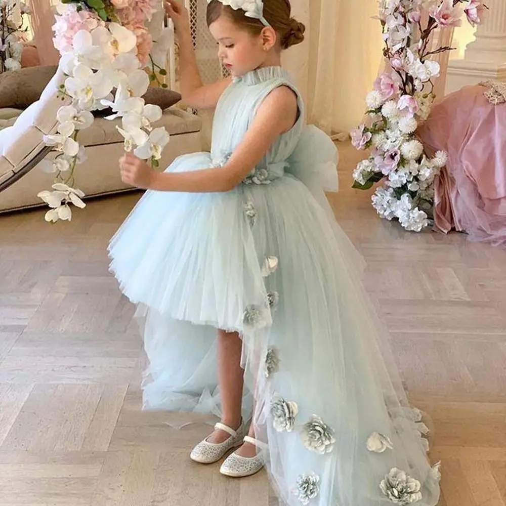 New Lace Tulle Cupcake Flower Girls Dresses With Long Sleeve High Neck Crystal Sash Birthday Party Gown
New Lace Tulle Cupcake Flower Girls Dresses With Long Sleeve High Neck Crystal Sash Birthday Party Gown