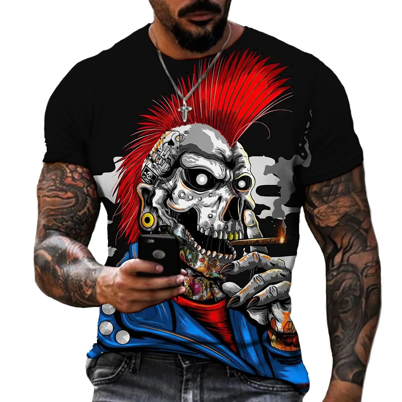 2022 Brand Men's Summer Short Sleeve Skull Head Horror Smoking 3d Printing Men's T-shirt Cool Fashion Streetwear Size 5XL
2022 Brand Men's Summer Short Sleeve Skull Head Horror Smoking 3d Printing Men's T-shirt Cool Fashion Streetwear Size 5XL