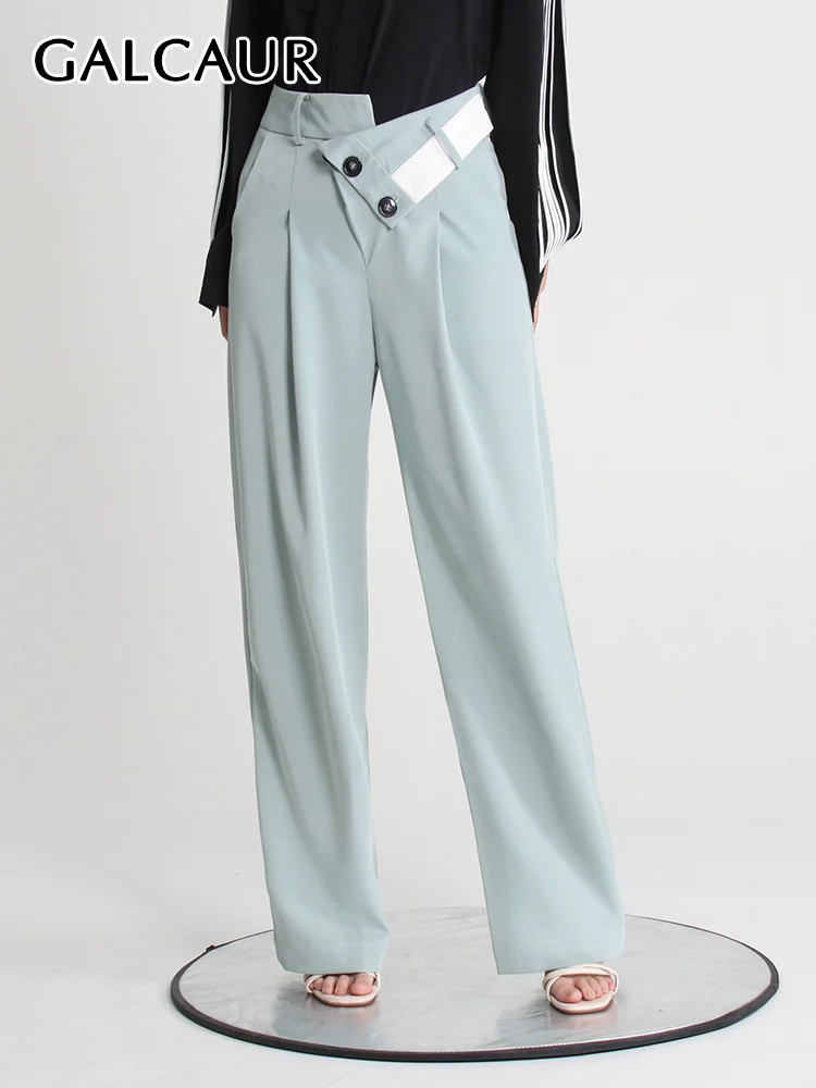 GALCAUR Solid Patchwork Long Trousers For Women Gathered Waist Straight Wide Leg Pants Female Fashion Casual Clothing 2022 Style
GALCAUR Solid Patchwork Long Trousers For Women Gathered Waist Straight Wide Leg Pants Female Fashion Casual Clothing 2022 Style