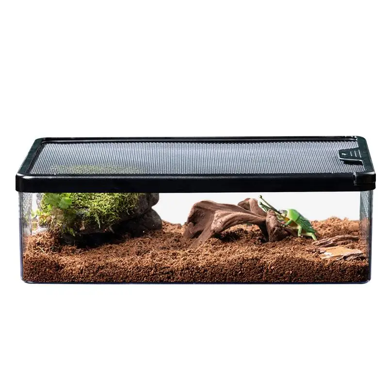 

Transparent Reptile Terrarium Tortoise Breeding Box Anti Escape Reptile Habitat Turtle Aquarium Tank Safe Reptile Feeding Box