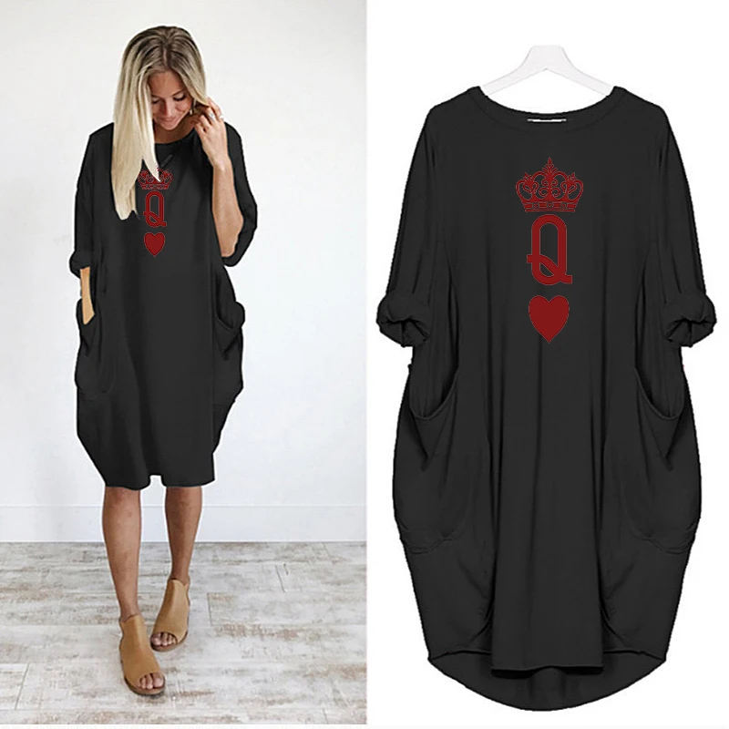 Women Summer Dress Vintage Poker Print Big Pockets Summer Dresses Women 2022 Full Sleeve O Neck Midi Dress Loose Casual Clothes
Women Summer Dress Vintage Poker Print Big Pockets Summer Dresses Women 2022 Full Sleeve O Neck Midi Dress Loose Casual Clothes