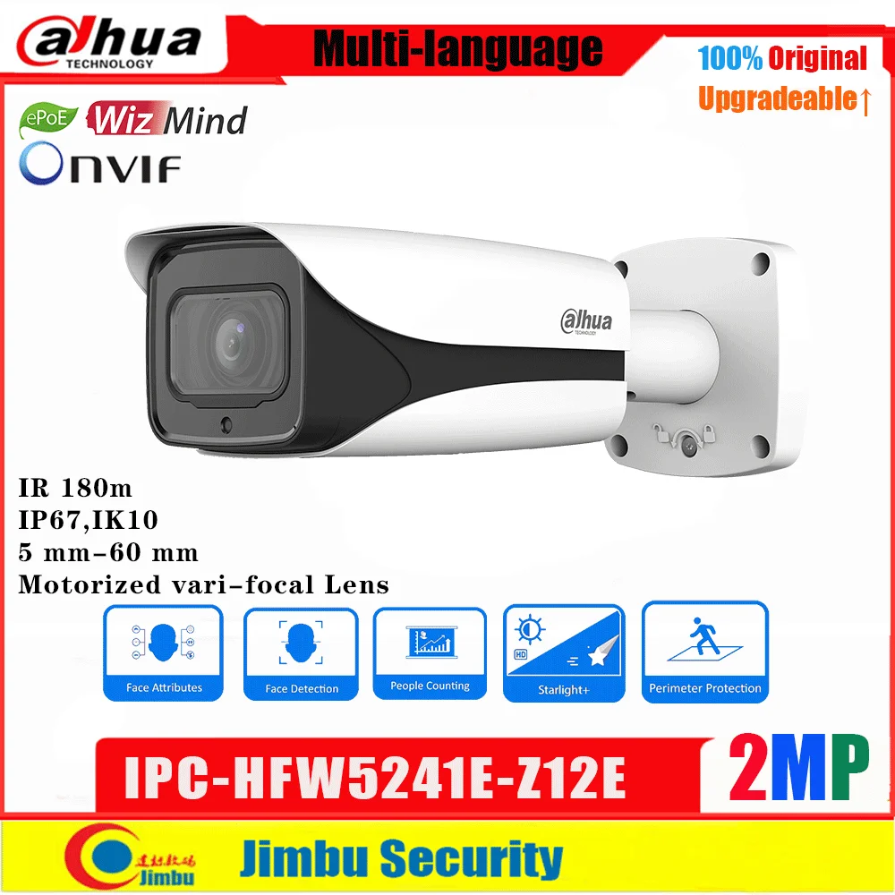 Dahua 2MP IP Camera IPC-HFW5241E-Z12E 5mm-60 mm Motorized vari-focal Lens IR 180M ePOE Built-in SD Card Slot WizMind Bullet
Dahua 2MP IP Camera IPC-HFW5241E-Z12E 5mm-60 mm Motorized vari-focal Lens IR 180M ePOE Built-in SD Card Slot WizMind Bullet