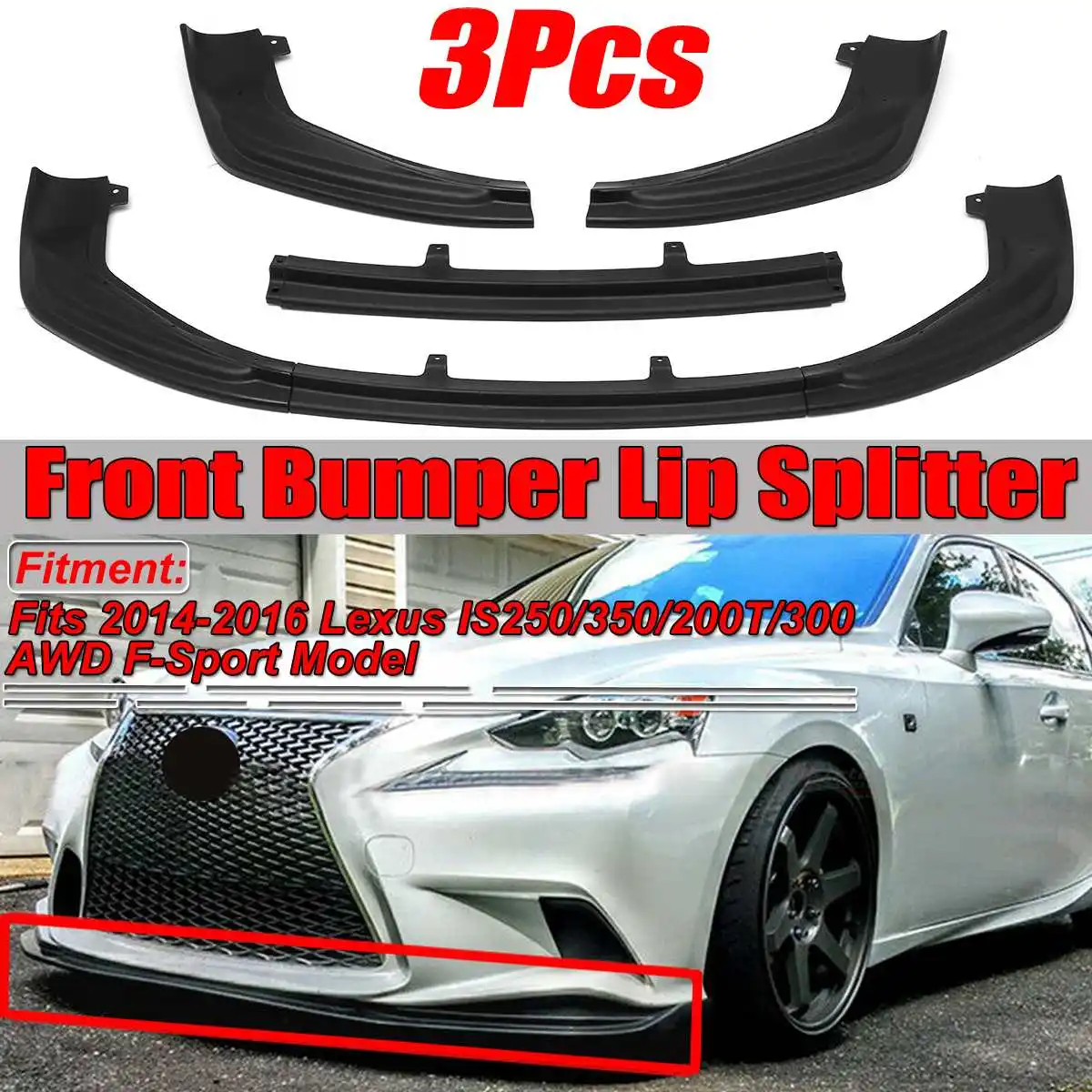 Matte Black Car Front Bumper Splitter Lip Diffuser Spoiler For Lexus IS250 350 200T 300 AWD F-Sport Style 2014-2016 Car Body Kit
Matte Black Car Front Bumper Splitter Lip Diffuser Spoiler For Lexus IS250 350 200T 300 AWD F-Sport Style 2014-2016 Car Body Kit