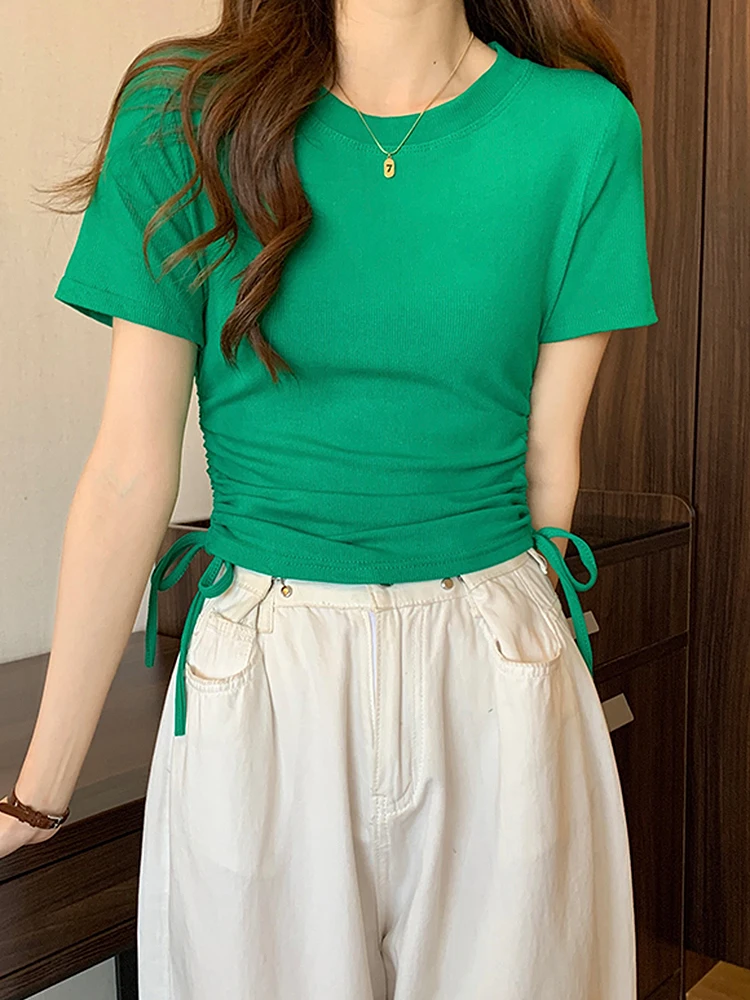 BETHQUENOY Side Tie Drawstring Tshirts Women Summer Top Round Neck Cotton Tee Shirt Femme Solid Casual T Shirt Camiseta Mujer
BETHQUENOY Side Tie Drawstring Tshirts Women Summer Top Round Neck Cotton Tee Shirt Femme Solid Casual T Shirt Camiseta Mujer