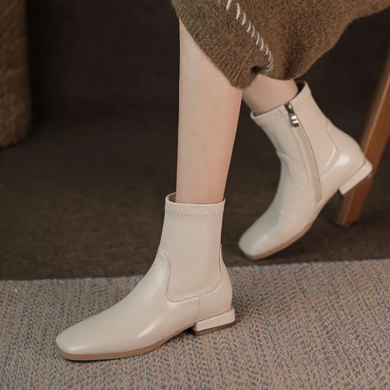 Comfortable Flat Boots for Women's Size 31-43 Zipper Short Boots Woman Square Toe Concise Booties White Black Brown Shoes Ladies
Comfortable Flat Boots for Women's Size 31-43 Zipper Short Boots Woman Square Toe Concise Booties White Black Brown Shoes Ladies