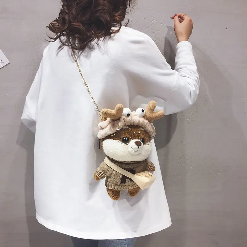 Rostiute plush bag female new wild cartoon cute doll Shiba Inu fur bag shoulder messenger bag
Rostiute plush bag female new wild cartoon cute doll Shiba Inu fur bag shoulder messenger bag