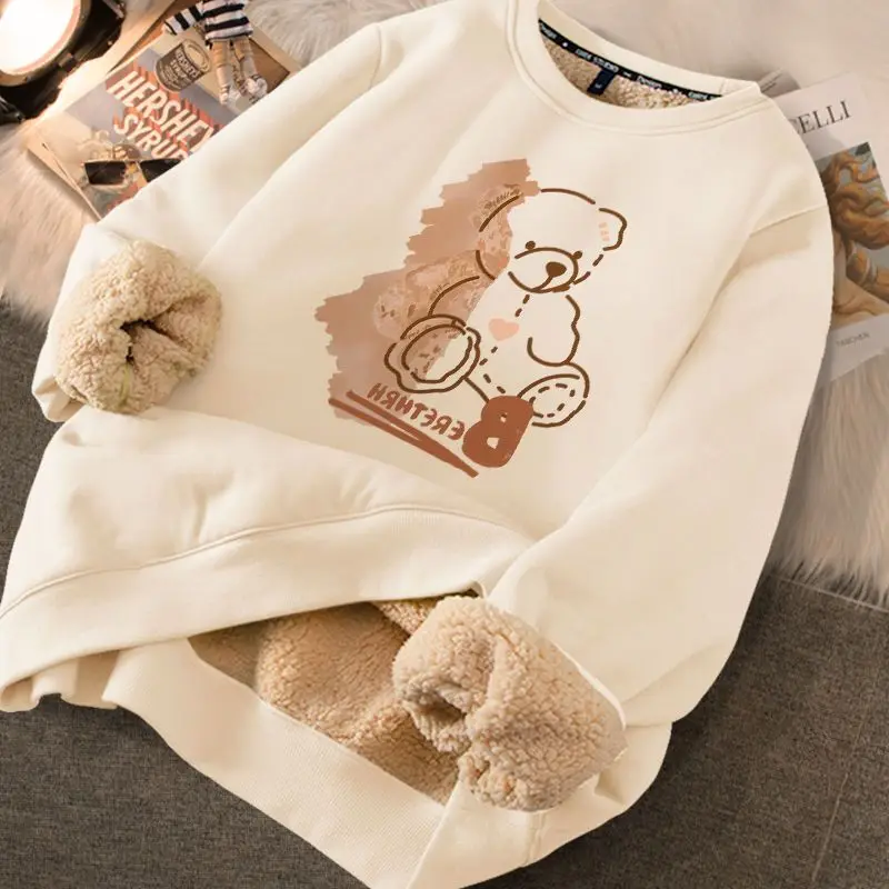 

Новинка 2022, женский зимний флисовый свитер в Корейском стиле, Свитшот оверсайз Y2k, женская одежда, одежда для подростков, городские блузки
