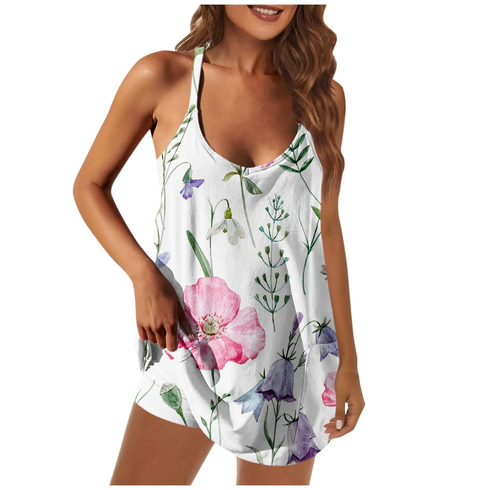 Women's Sleeveless Mini Dress Printed Skinny Strap Sports Skirt Elastic Shorts Tracksuit Casual Loose Soft Two-piece short Set
Women's Sleeveless Mini Dress Printed Skinny Strap Sports Skirt Elastic Shorts Tracksuit Casual Loose Soft Two-piece short Set