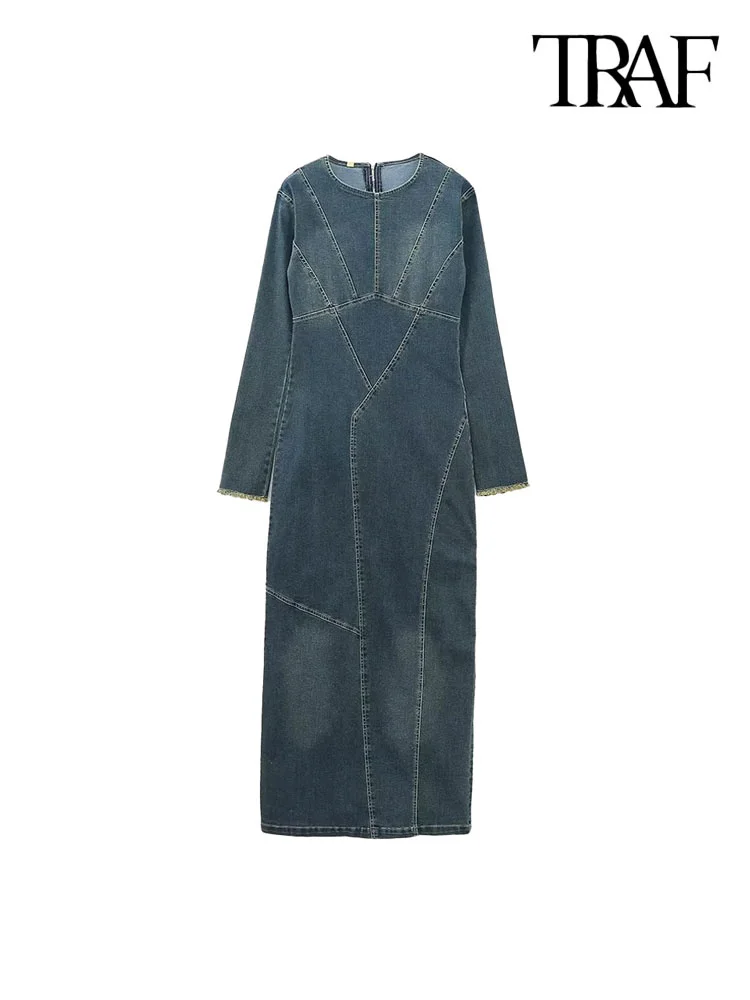 TRAF Women Fashion Patchwork Slit Hem Denim Midi Dress Vintage Long Sleeve Back Zipper Female Dresses Vestidos Mujer
TRAF Women Fashion Patchwork Slit Hem Denim Midi Dress Vintage Long Sleeve Back Zipper Female Dresses Vestidos Mujer