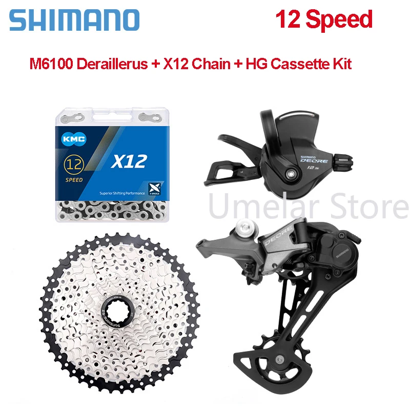SHIMANO Deore M6100 12V Derailleurs and Shift Lever set with KMC X12 Chain SUNSHINE 46/50/52T Cassette 12 Speed MTB Groupset Kit
SHIMANO Deore M6100 12V Derailleurs and Shift Lever set with KMC X12 Chain SUNSHINE 46/50/52T Cassette 12 Speed MTB Groupset Kit
