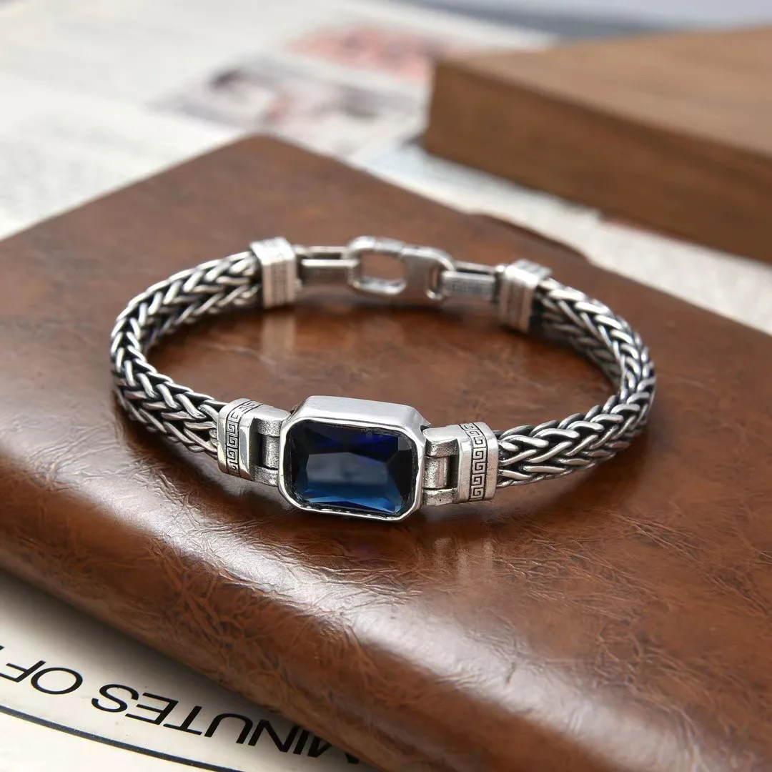 New Vintage Fashion Square Original Woven Bracelet Men's Blue Crystal Open Bracelet Banquet Jewelry Accessories Gift
New Vintage Fashion Square Original Woven Bracelet Men's Blue Crystal Open Bracelet Banquet Jewelry Accessories Gift