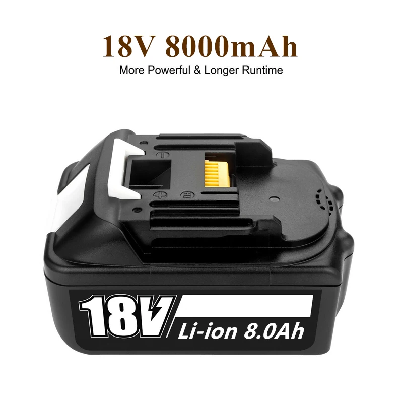 WIth LED Charger BL1860 Rechargeable Battery 18 V 8000mAh Lithium Ion for Makita 18v Battery 8Ah BL1840 BL1850 BL1830 BL1860
WIth LED Charger BL1860 Rechargeable Battery 18 V 8000mAh Lithium Ion for Makita 18v Battery 8Ah BL1840 BL1850 BL1830 BL1860