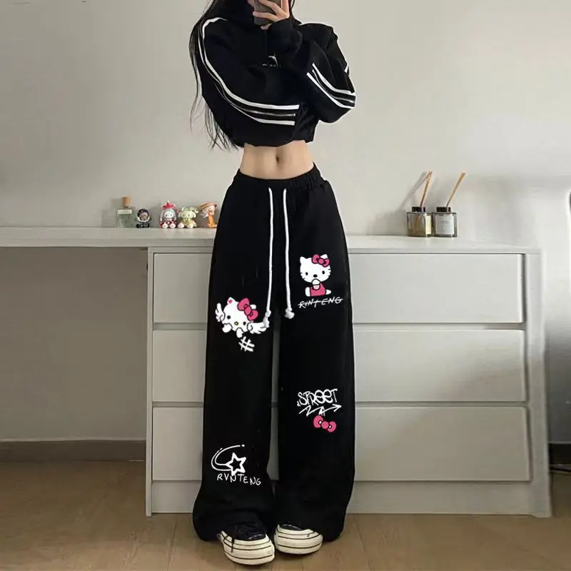 Sanrio повседневные спортивные штаны в стиле ретро с принтом Hello Kitty широкими
