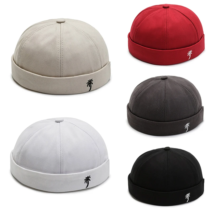 

2023 Hot Sale Cotton Brimless Skullies Cap Beanie Hat Women Hip Hop Hats Summer Hats Vintage Men's Solid Color Street Dome Hats