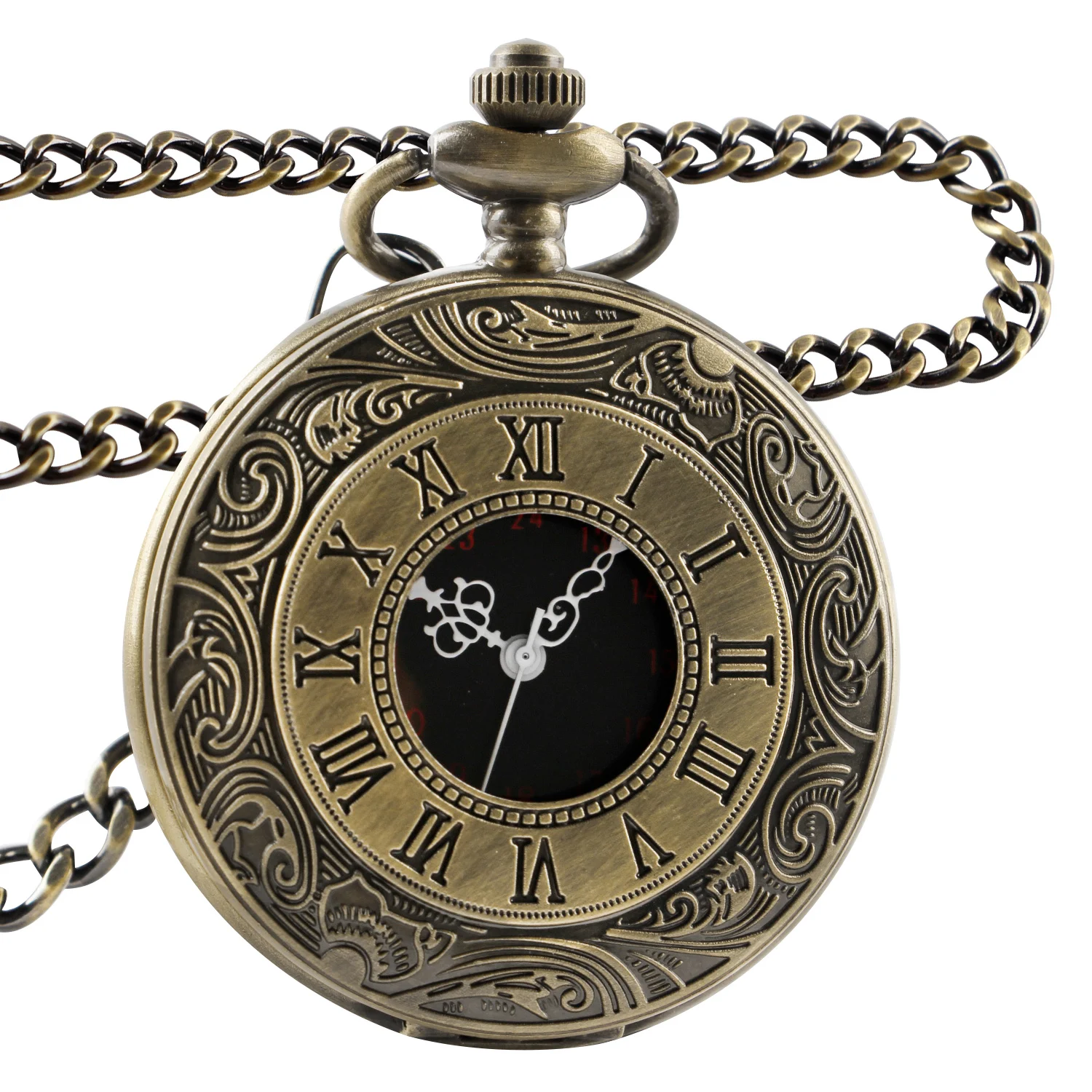 

Hot Selling Vintage Pocket Watch Roman Numerals Scale Quartz Pocket Watches with Chain Christmas Graduation Birthday Gifts