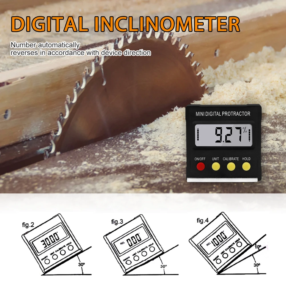 360Degree Mini Digital Protractor Inclinometer Electronic Level Box Magnetic Base Measuring Tools with LCD Display Data Hold
360Degree Mini Digital Protractor Inclinometer Electronic Level Box Magnetic Base Measuring Tools with LCD Display Data Hold