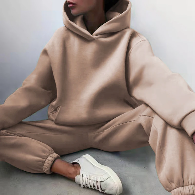 Women's Tracksuit Autumn Winter Warm Solid Color Fleece Oversized Sweatshirts Female Sports Hoodie and Long Pant Two Piece Sets
Women's Tracksuit Autumn Winter Warm Solid Color Fleece Oversized Sweatshirts Female Sports Hoodie and Long Pant Two Piece Sets