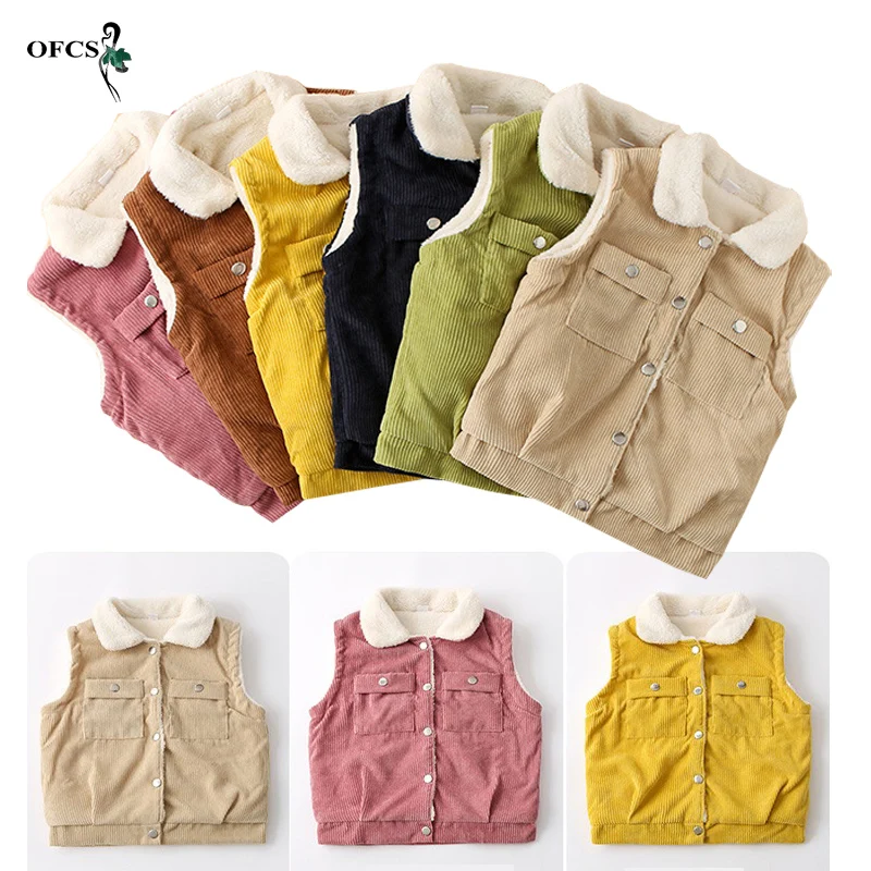 Autumn Boy Girl Vest High-Quality Corduroy Warm Thicken Waistcoat Outerwear Children Clothes Jackets Teens Big Lapel Collar Vest
Autumn Boy Girl Vest High-Quality Corduroy Warm Thicken Waistcoat Outerwear Children Clothes Jackets Teens Big Lapel Collar Vest