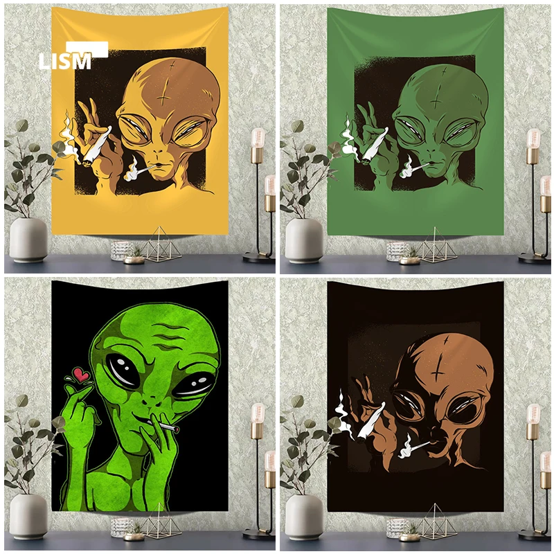 Cartoon Art Alien Smoking Tapestry Macrame Boho Hippie Tarot Wall Hanging Tapestries Home Decoration Psychedelic Bedroom Blanket
Cartoon Art Alien Smoking Tapestry Macrame Boho Hippie Tarot Wall Hanging Tapestries Home Decoration Psychedelic Bedroom Blanket