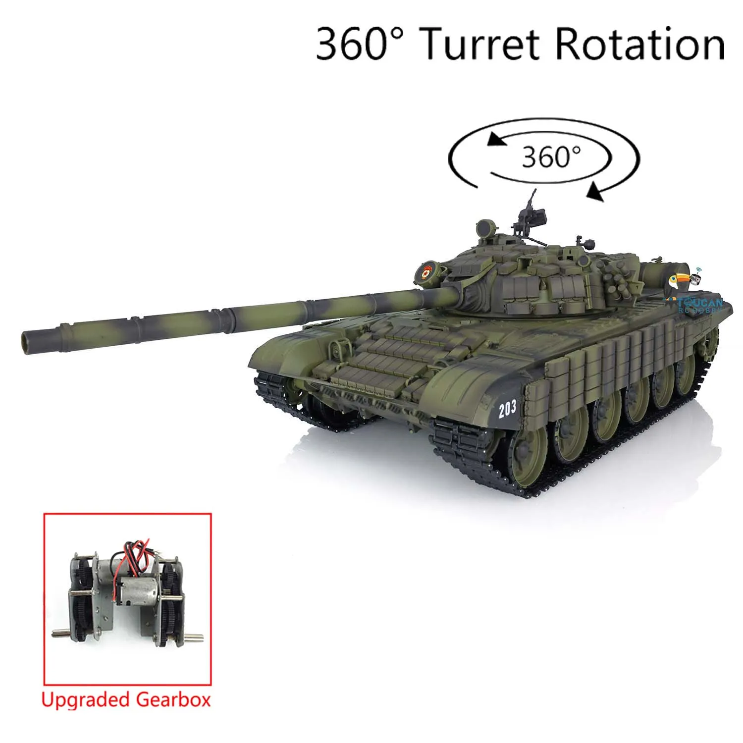 Heng Long 1/16 RC Танк советский T72 7.0 пластик 3939 360 ° сталь коробка передач комплект брони боевой гусеничный электромобиль TH20566-SMT1
Heng Long 1/16 RC Танк советский T72 7.0 пластик 3939 360 ° сталь коробка передач комплект брони боевой гусеничный электромобиль TH20566-SMT1