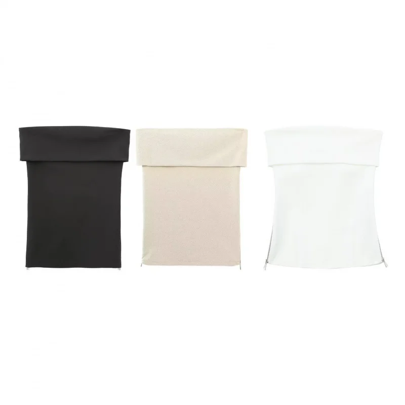 New Spring/Summer 2023 Women Fashion Side Zipper Cropped Bustier Tops Vintage Strapless Straight Neck Female Camis Mujer
New Spring/Summer 2023 Women Fashion Side Zipper Cropped Bustier Tops Vintage Strapless Straight Neck Female Camis Mujer