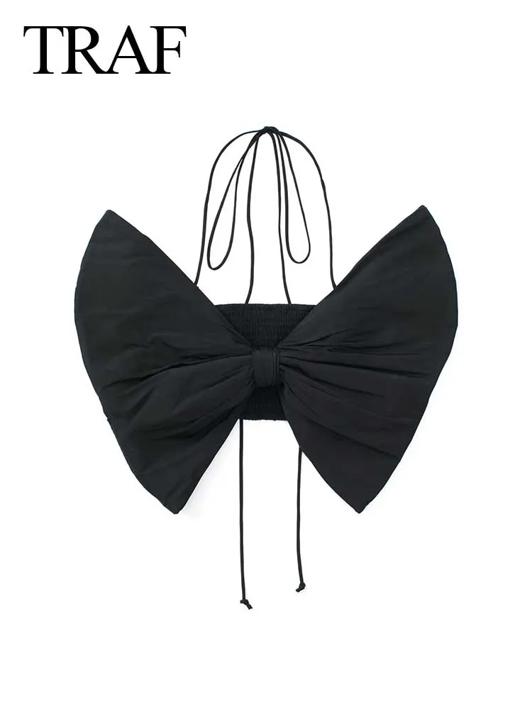 TRAF Sexy Halter Vest Women's Solid Color Black Oversize Bow Cute Chic Sleeveless Backless Elastic Slim Ultra-short Tank Top
TRAF Sexy Halter Vest Women's Solid Color Black Oversize Bow Cute Chic Sleeveless Backless Elastic Slim Ultra-short Tank Top