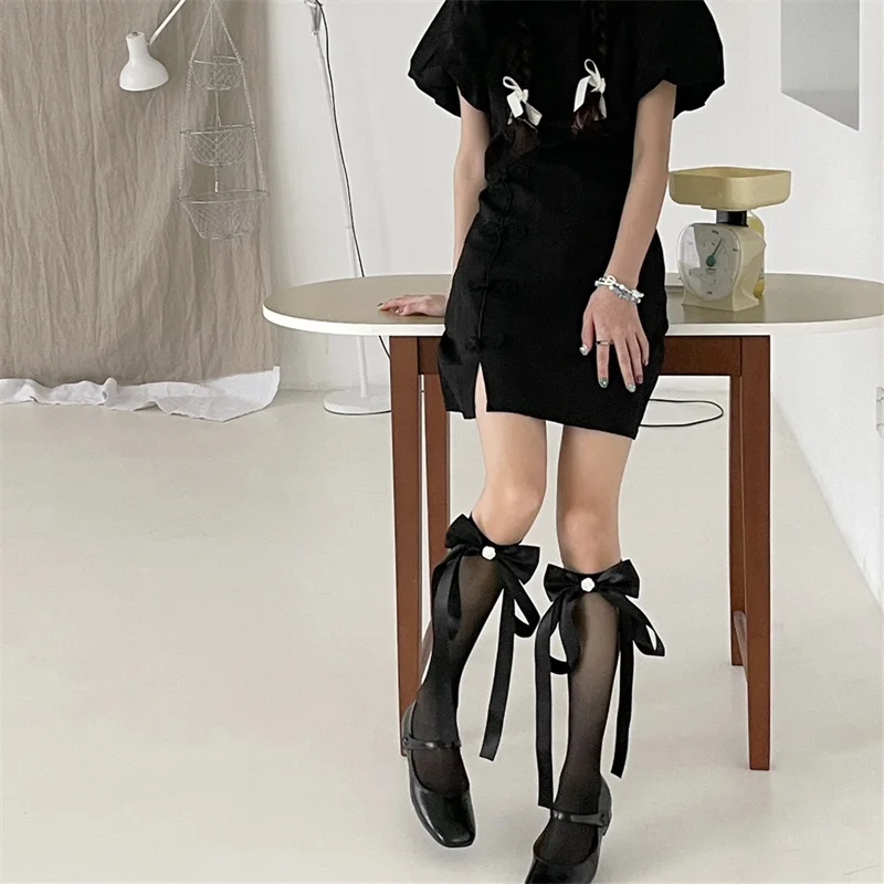 Sexy Ladies Calf Socks Women Bowknot Stockings Thin See Through Stocking Black White Pantyhose Cute Fairy Fashion Silk Stockings
Sexy Ladies Calf Socks Women Bowknot Stockings Thin See Through Stocking Black White Pantyhose Cute Fairy Fashion Silk Stockings